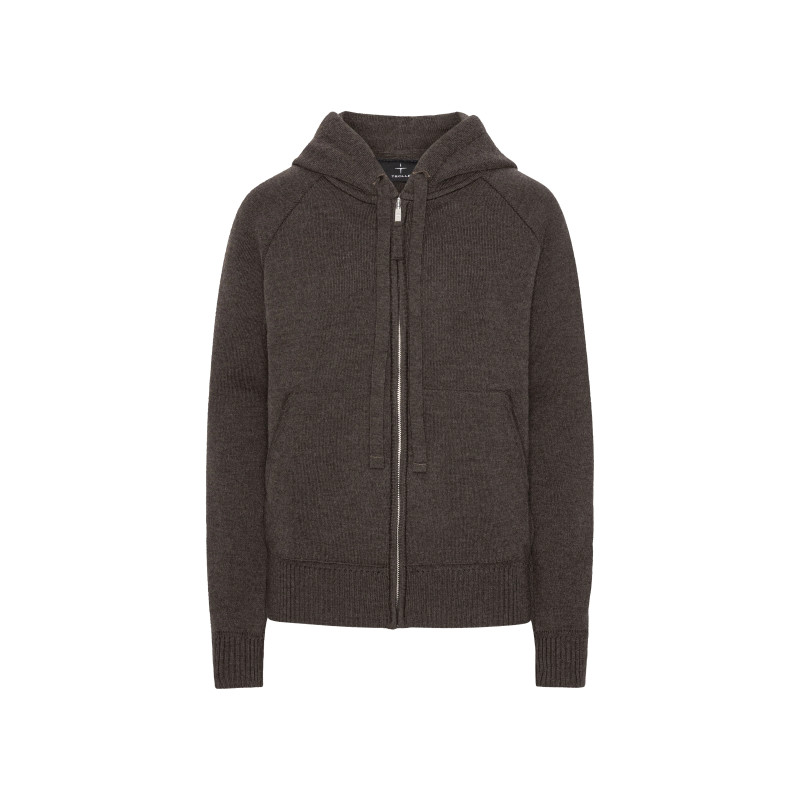 Trolle Projects Loose Fit Extra Fine Merino Zip Hoodie Female - Terra Brun